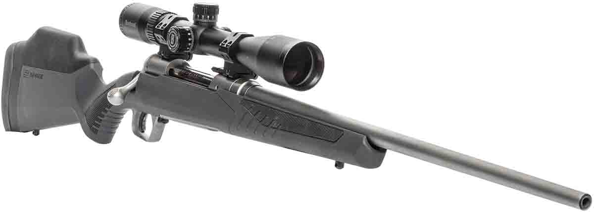 Savage’s revamped Model 110 rifles include the AccuFit system, AccuTrigger and AccuStock. The scope is a Bushnell Engage 4-16x 44mm.